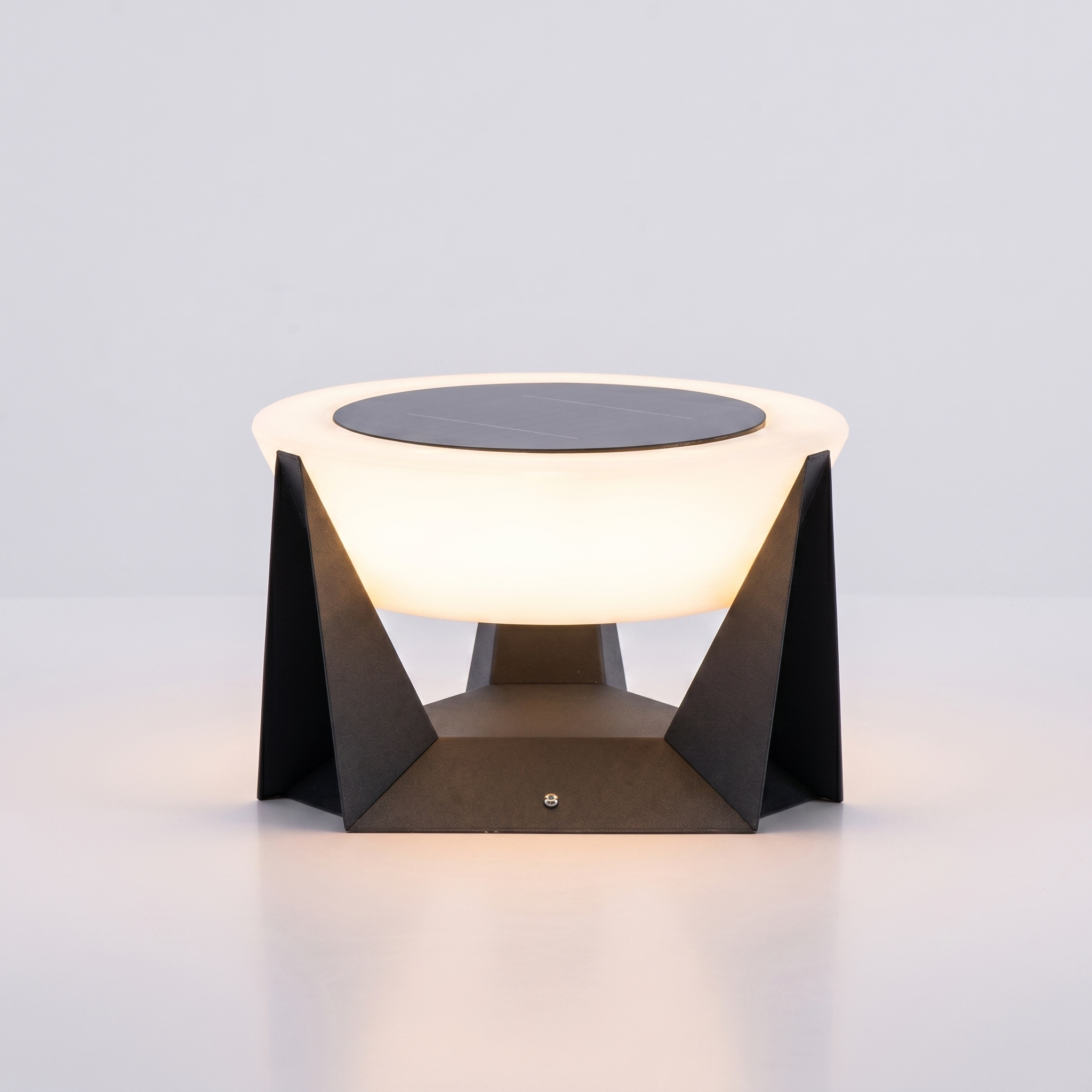 Solar Garden Lamp Round | Iron Base, 27 × 27 × 17 cm | IP65 Weatherproof LED Light with Auto Dusk Sensor, Cordless