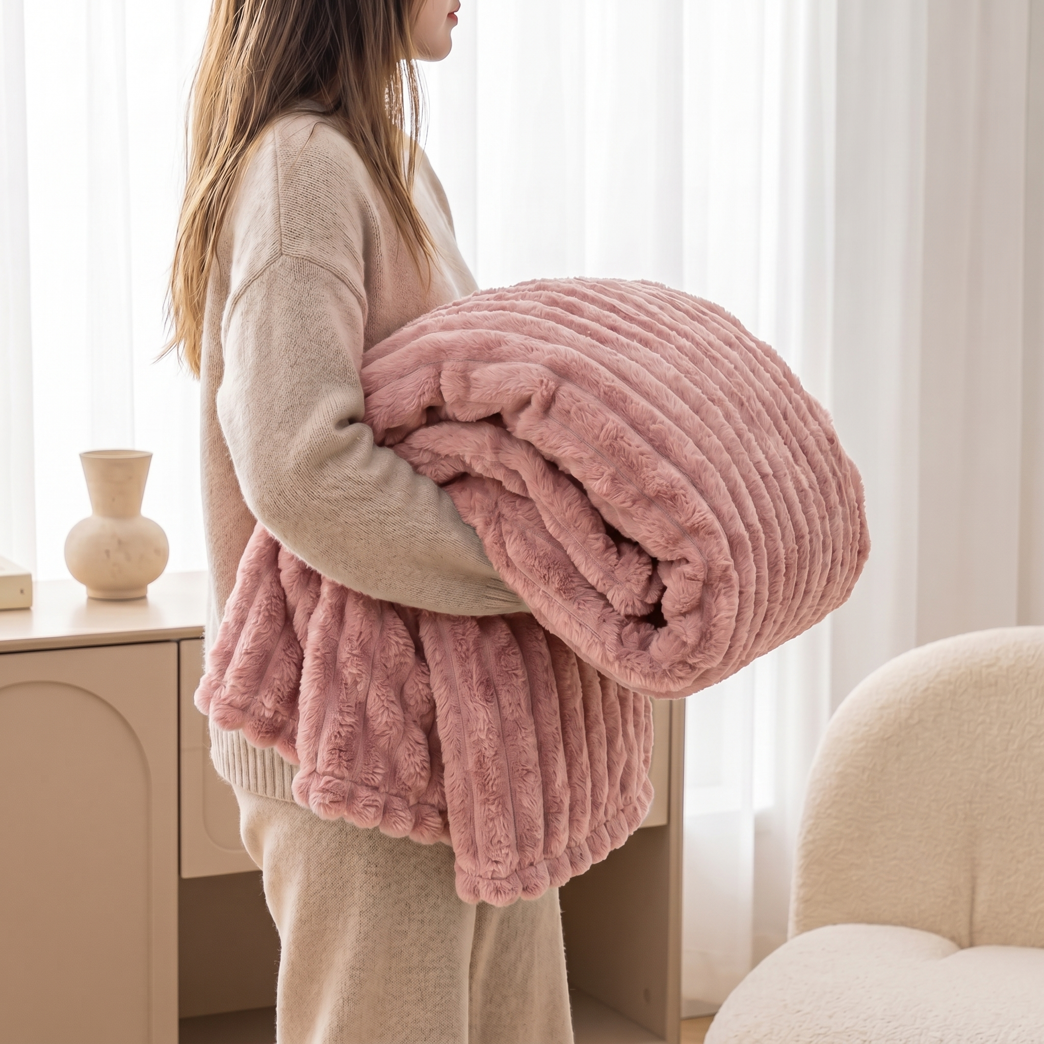 Fleece Throw Blanket | Thick Teddy Texture | Machine Washable Soft Blanket for Sofa and Bed