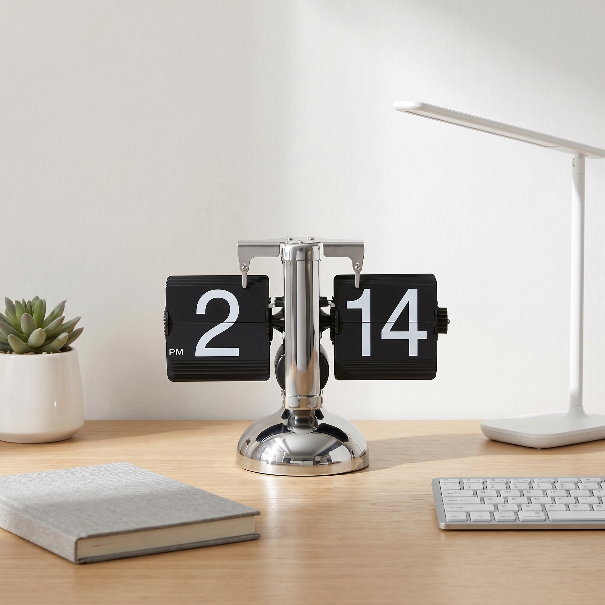 Flip Clock Retro Desk Design 21 cm | Mechanical Flip Display | Stainless Steel Tabletop Clock for Office and Shelf