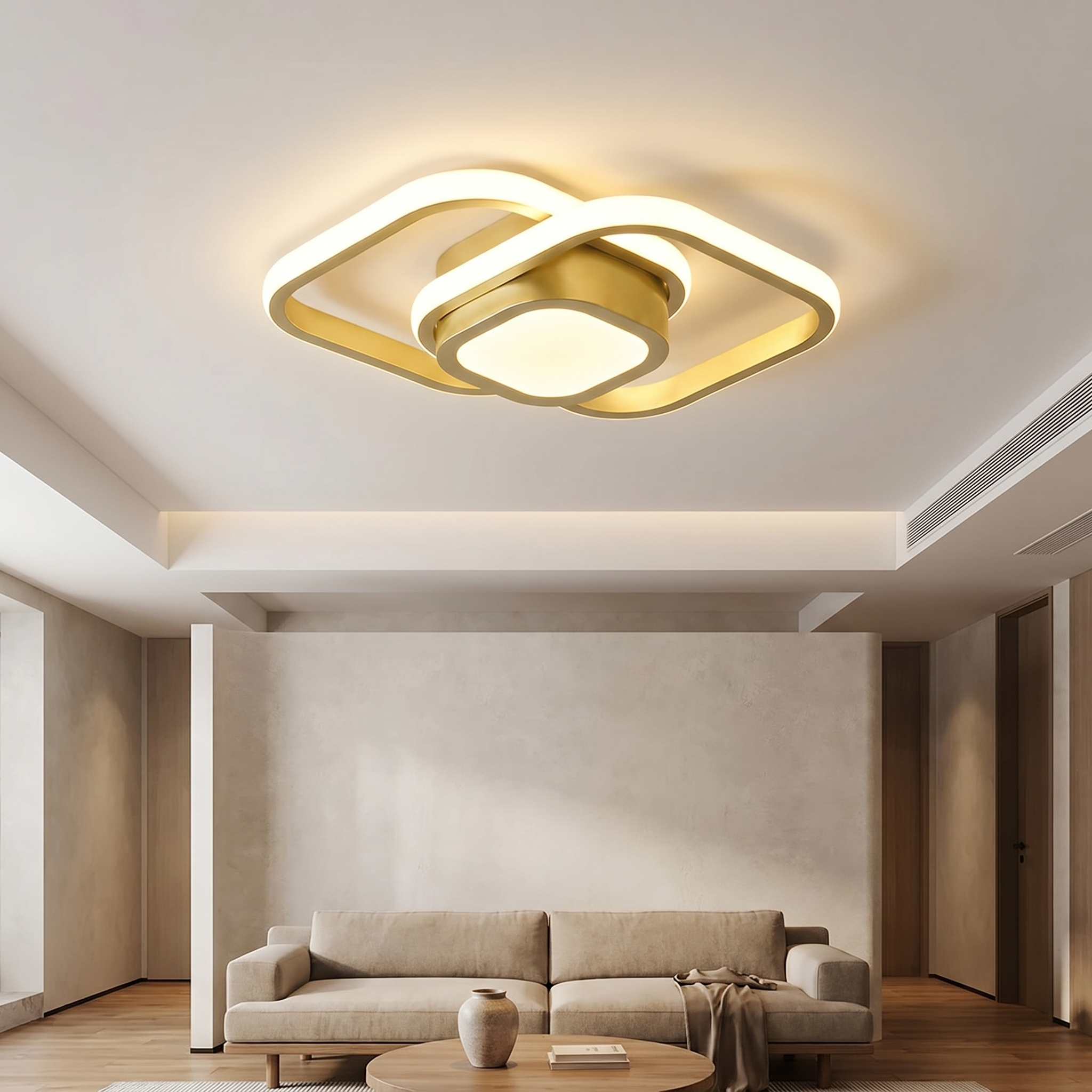 Double Ring Ceiling Light Ø27 cm | Slim 6 cm Profile, Integrated LED | Frosted Flush Mount Lamp for Hallway and Bedroom