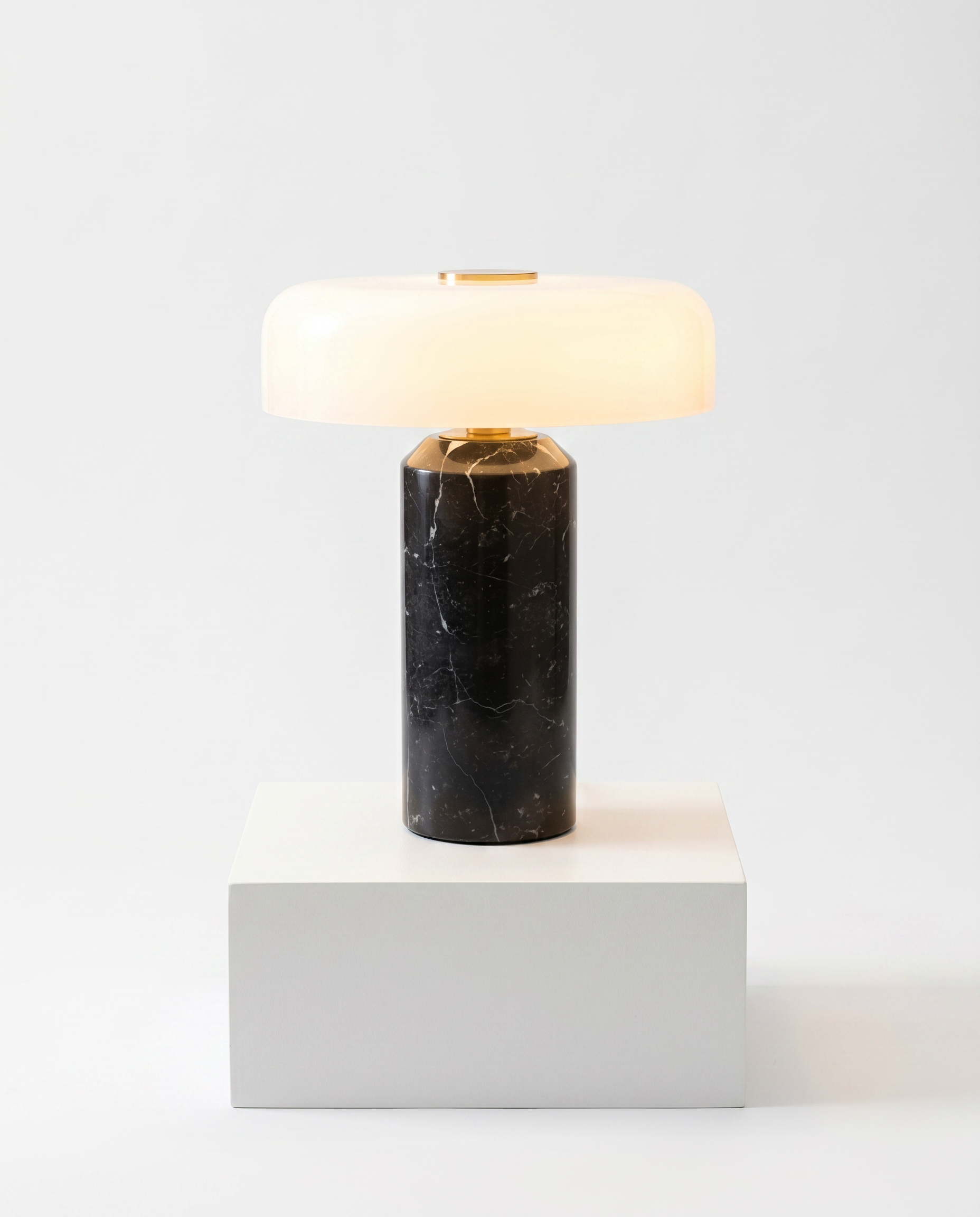 Marble Table Lamp Cordless 21 cm | Opaline Glass Shade, Touch Dimmable | Rechargeable Warm to Cool White LED