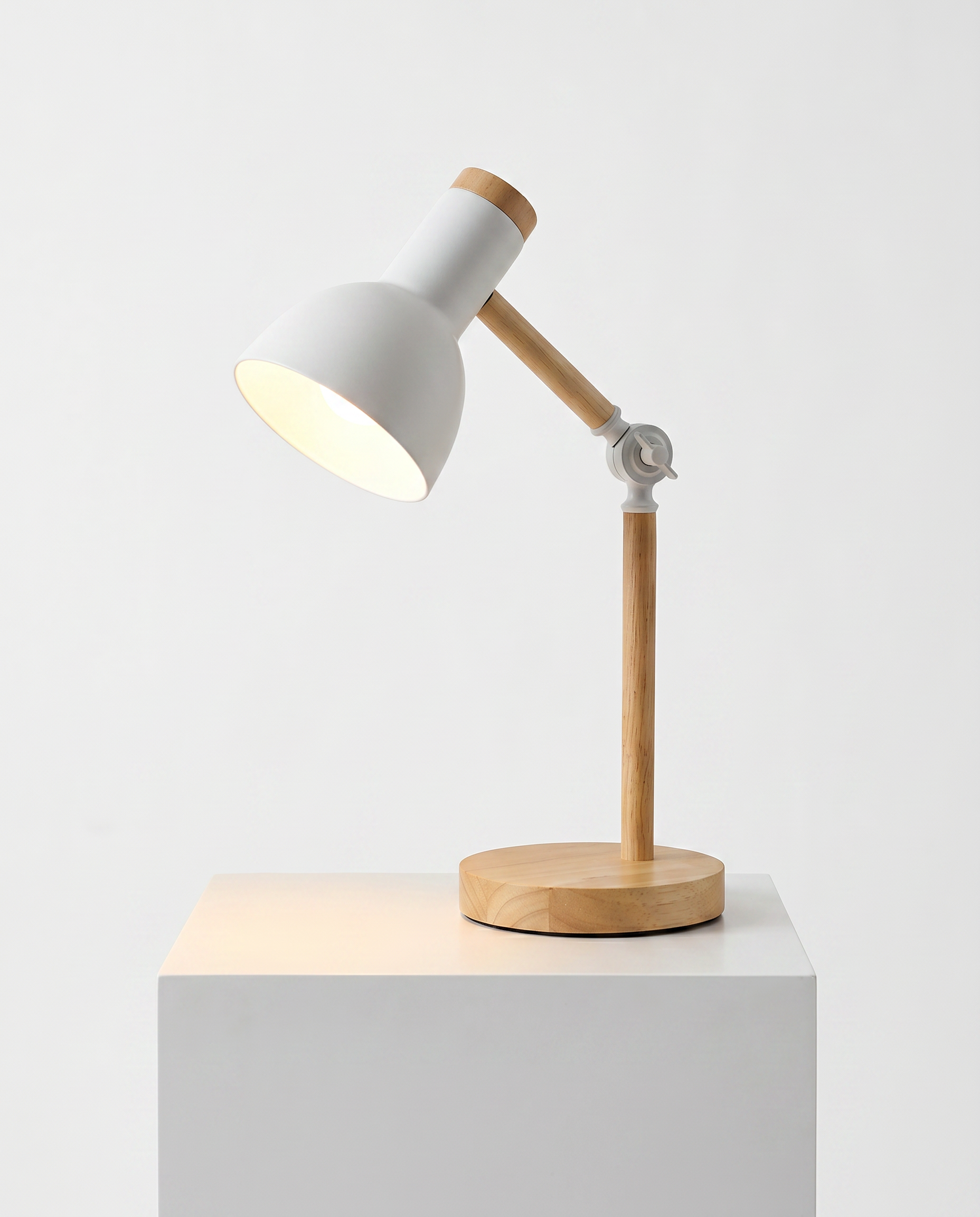 Adjustable Desk Lamp Wood and Metal 45 cm | E27 LED Bulb Included | Directional Reading Light for Study and Bedside