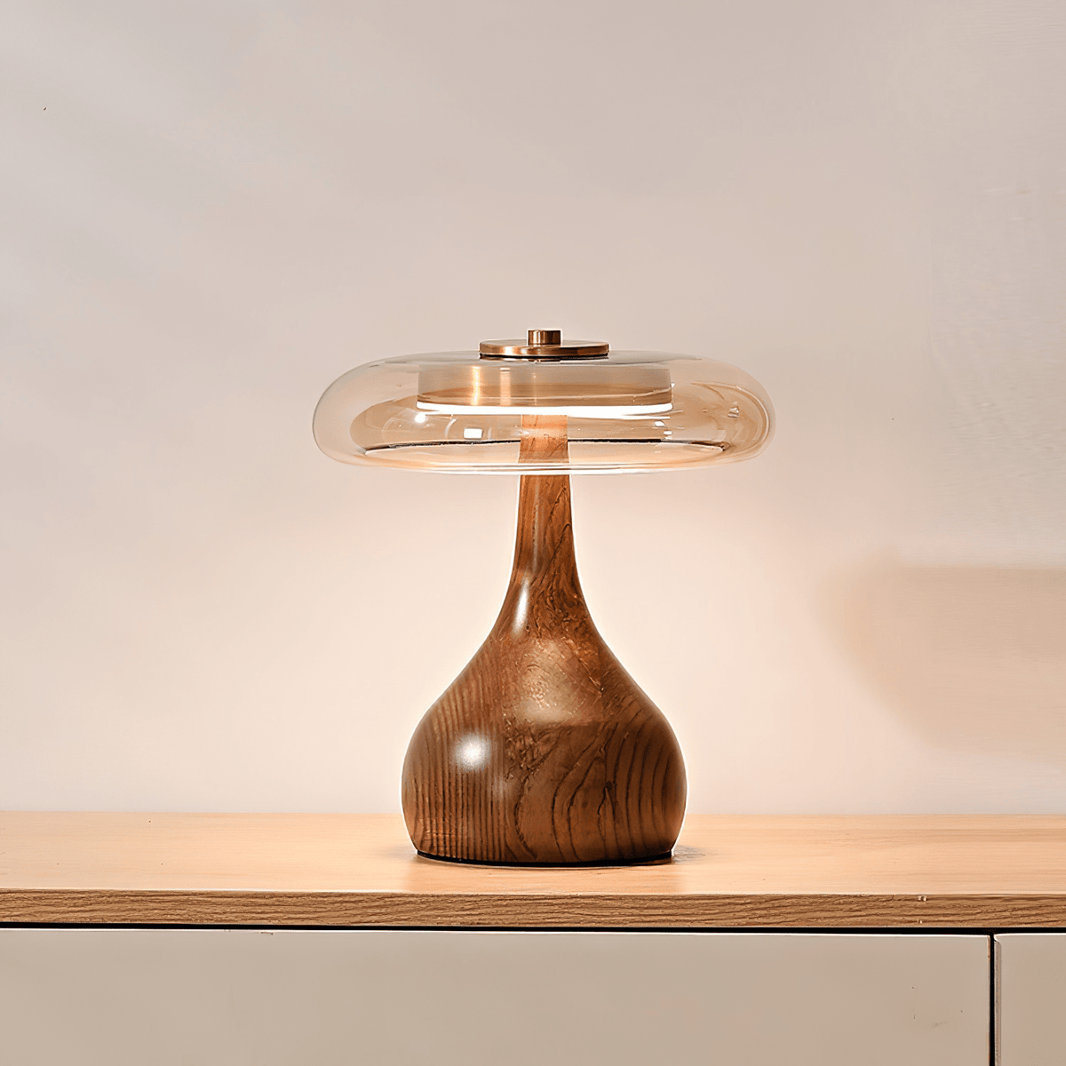 Amber Glass Japandi Table Lamp