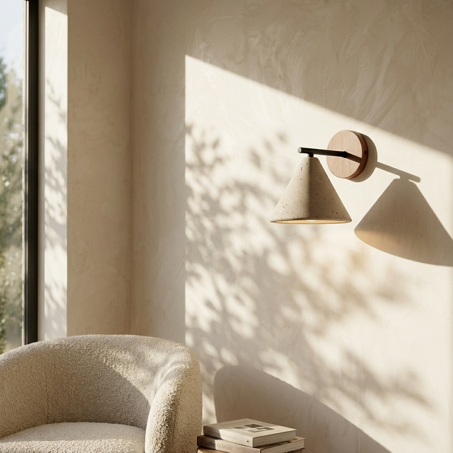Travertine Cone Wall Light