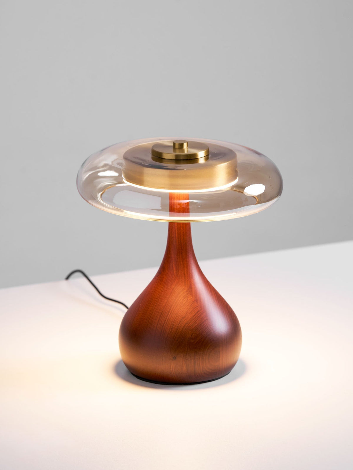 Amber Glass Japandi Table Lamp