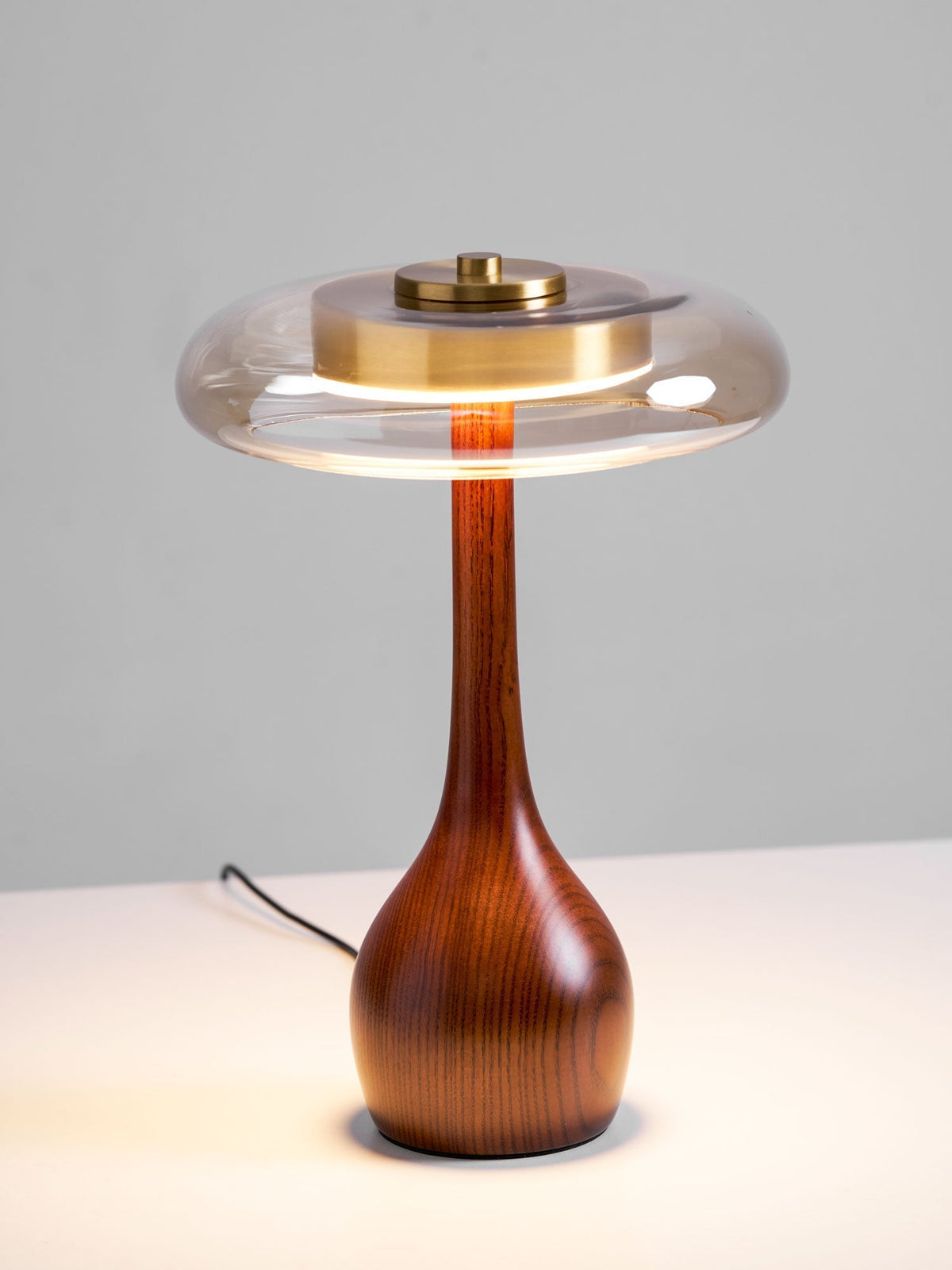 Amber Glass Japandi Table Lamp