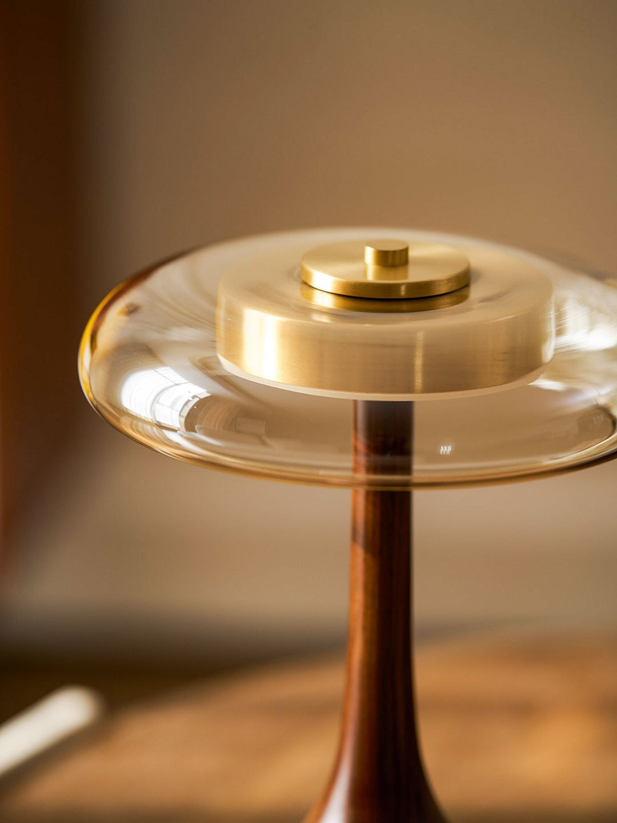 Amber Glass Japandi Table Lamp