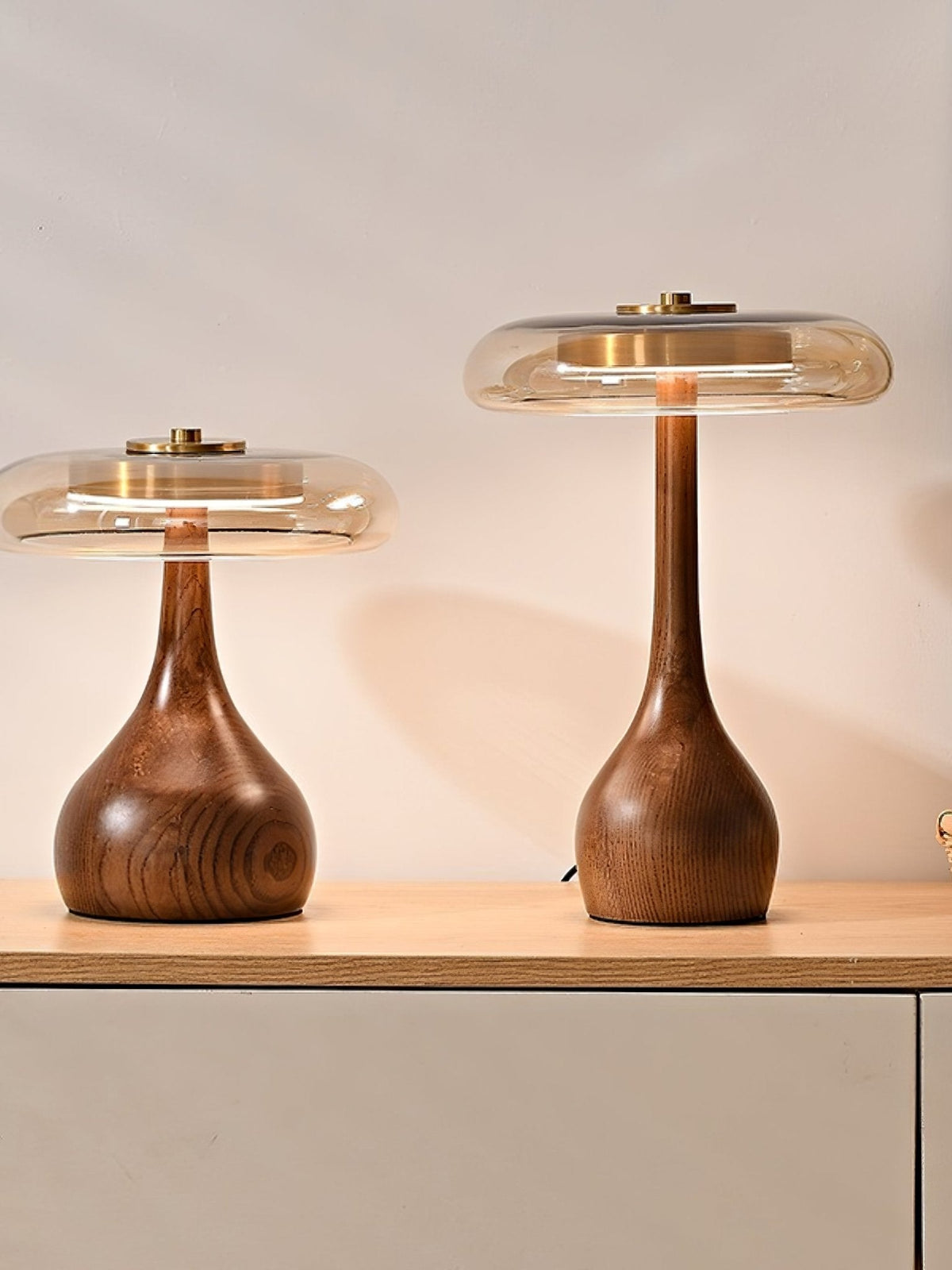 Amber Glass Japandi Table Lamp