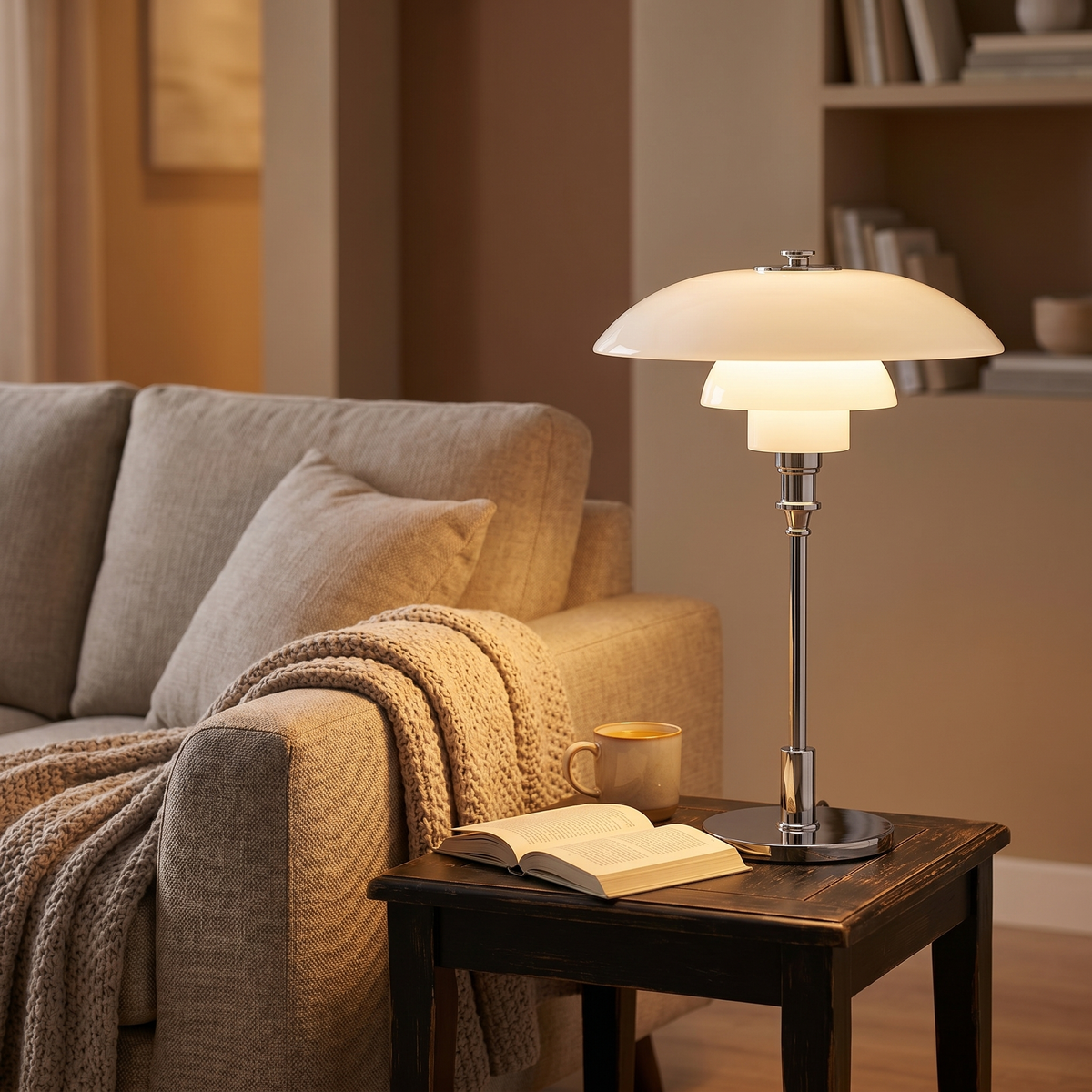 Danish Glass Table Lamp