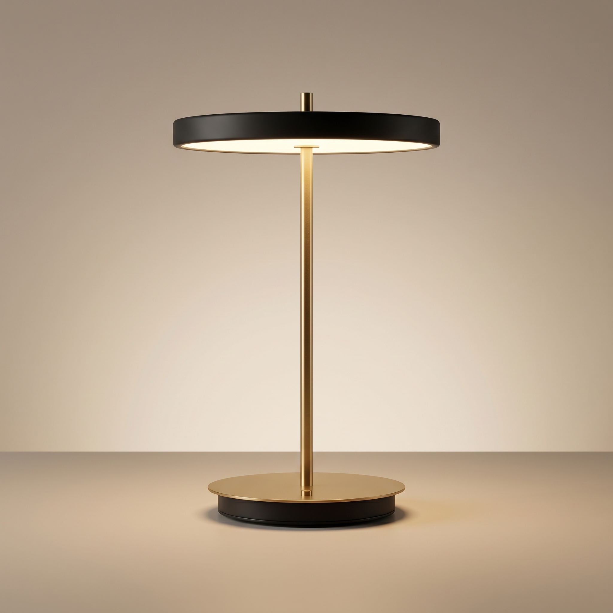 Gold Table Lamp Dimmable 30.5 cm | Metal and Glass, 3 Brightness Levels | Cordless Rechargeable Accent Light for Living Room