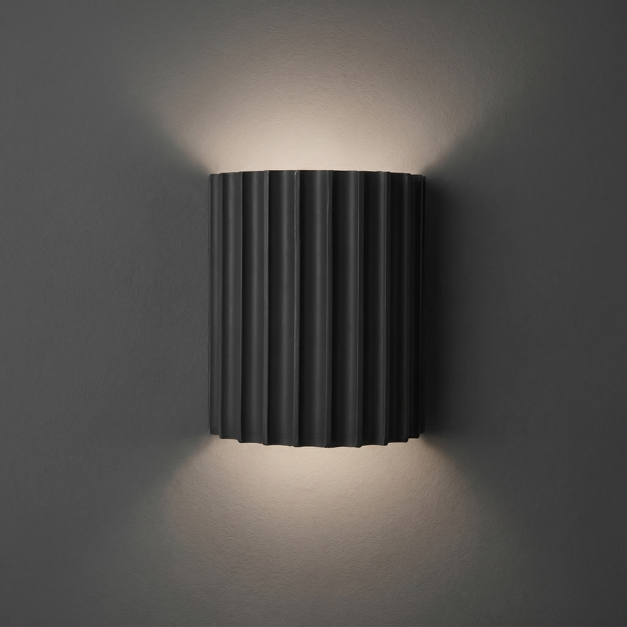 Ribbed Wall Light Cylinder 16 cm | LED Included, 400 Lumens | 6000K Daylight Wall Lamp for Hallway and Kitchen