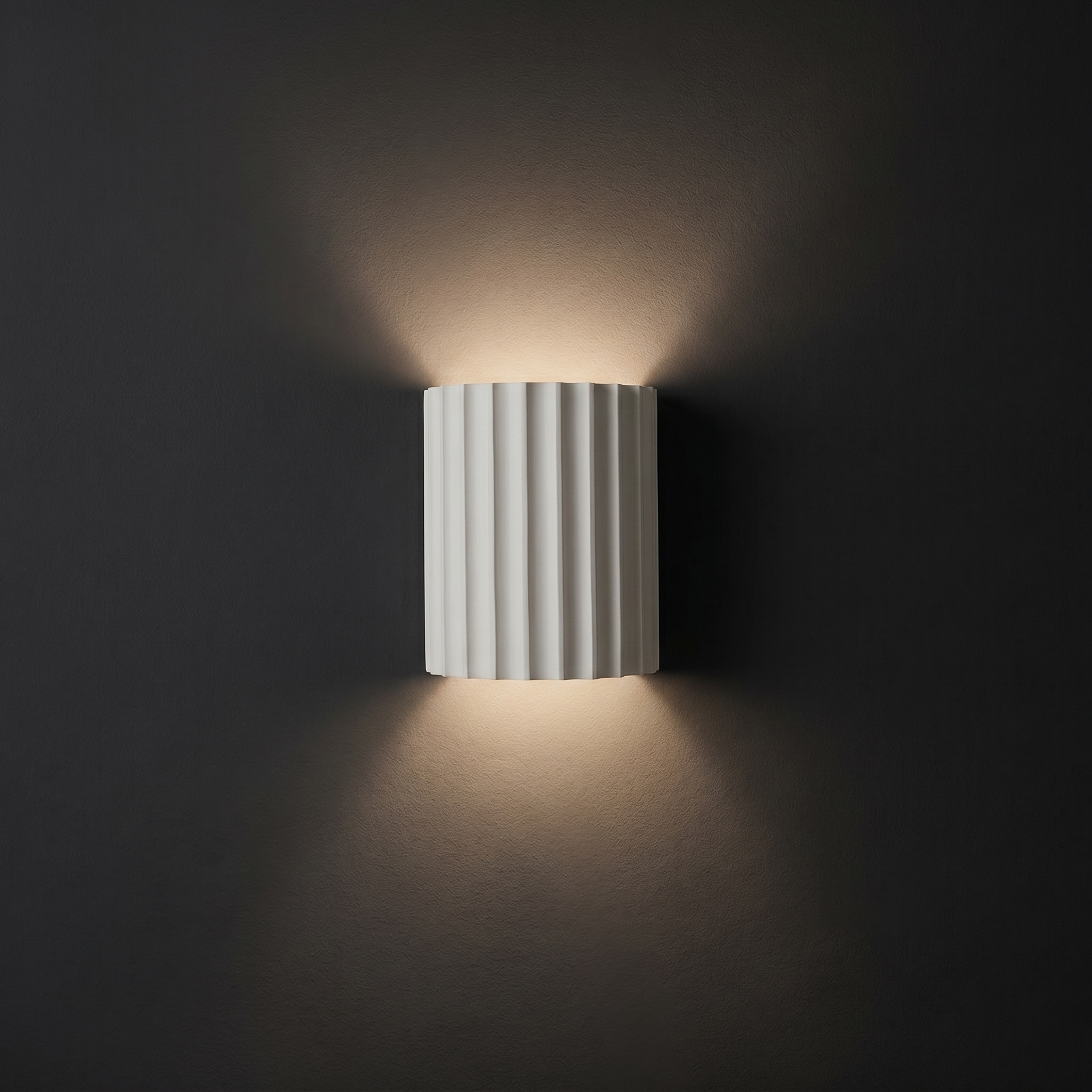 Ribbed Wall Light Cylinder 16 cm | LED Included, 400 Lumens | 6000K Daylight Wall Lamp for Hallway and Kitchen