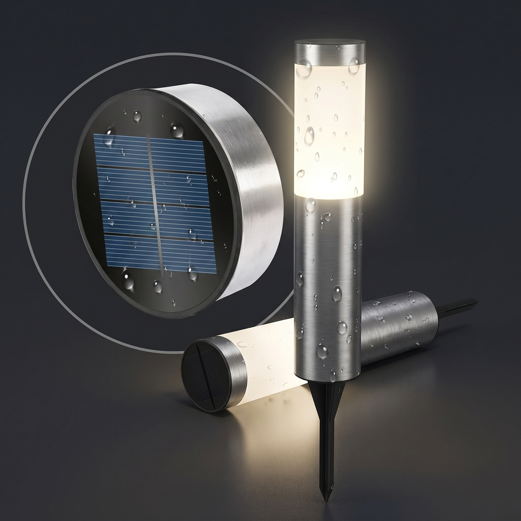 Solar Path Light Stainless Steel 56.5 cm | 8 to 10 Hour Glow | Warm LED Garden Stake Light with Auto Dusk Sensor, Weatherproof