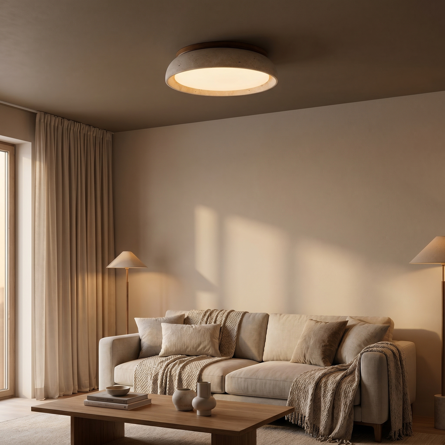 Travertine Japandi Ceiling Light
