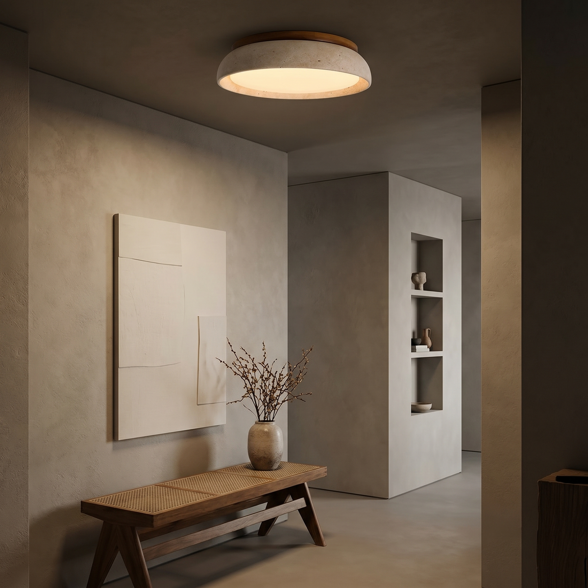 Travertine Japandi Ceiling Light