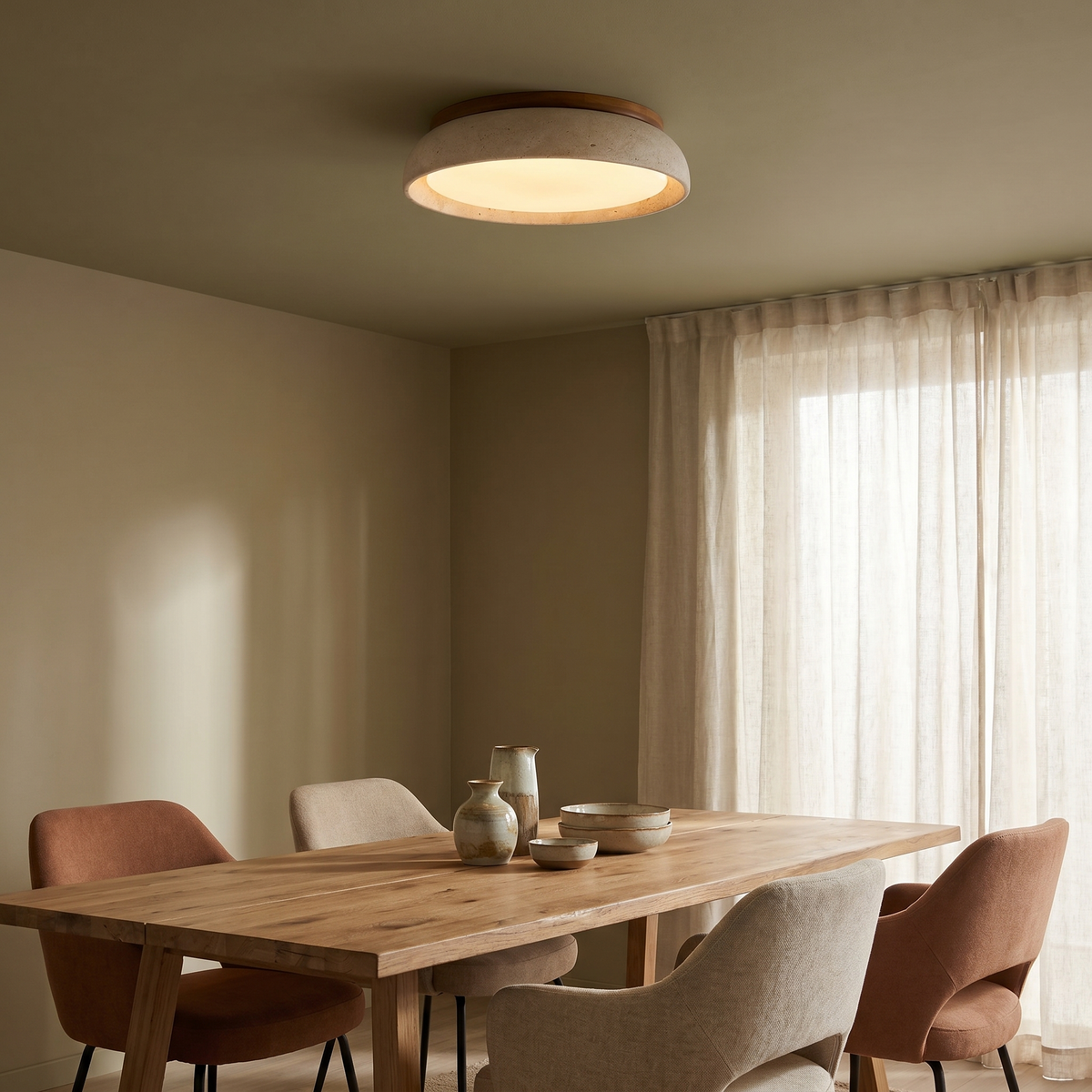 Travertine Japandi Ceiling Light