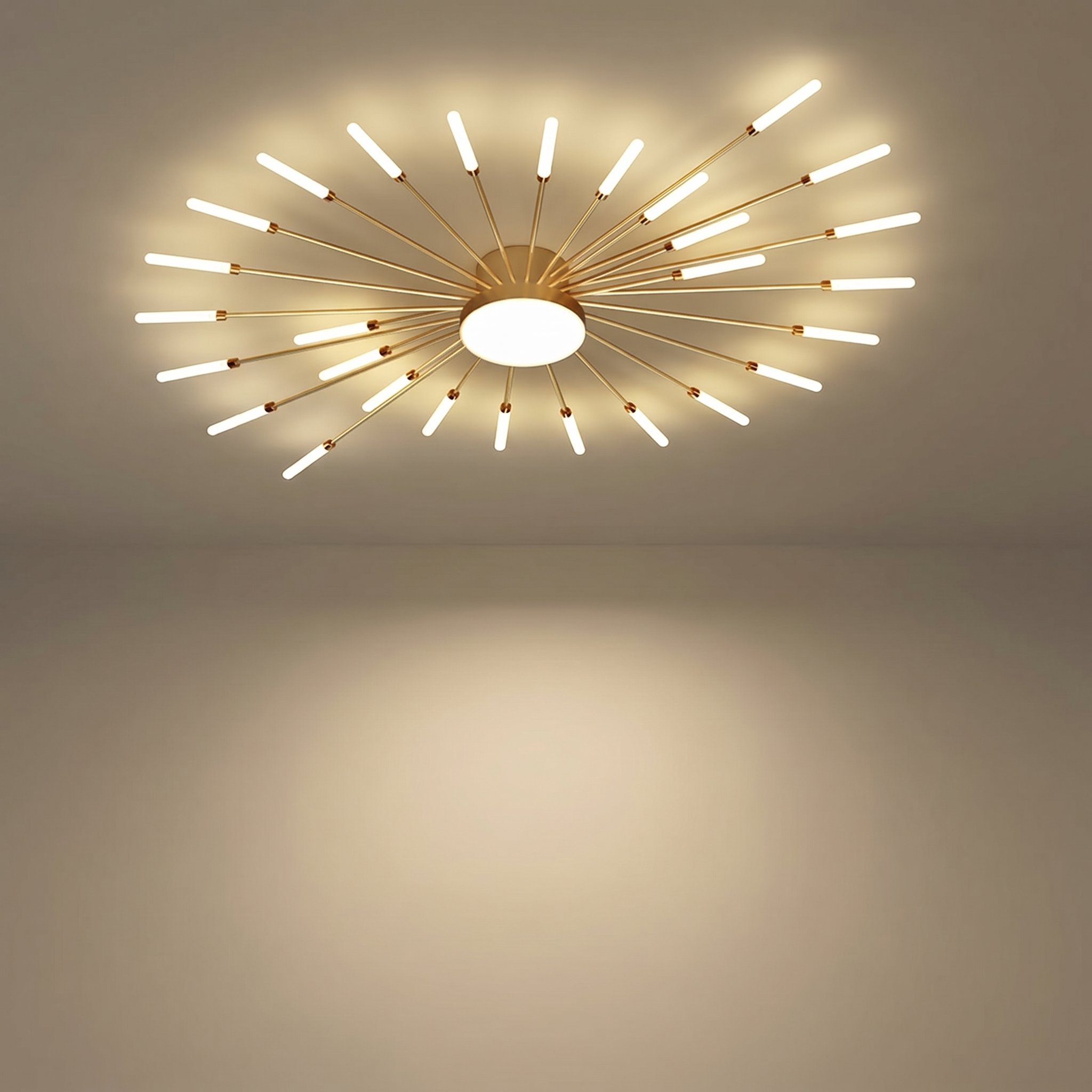 Fireworks Ceiling Light Black/Gold | Dimmable Integrated LED | Modern Sputnik Style Statement Lamp for Living Room