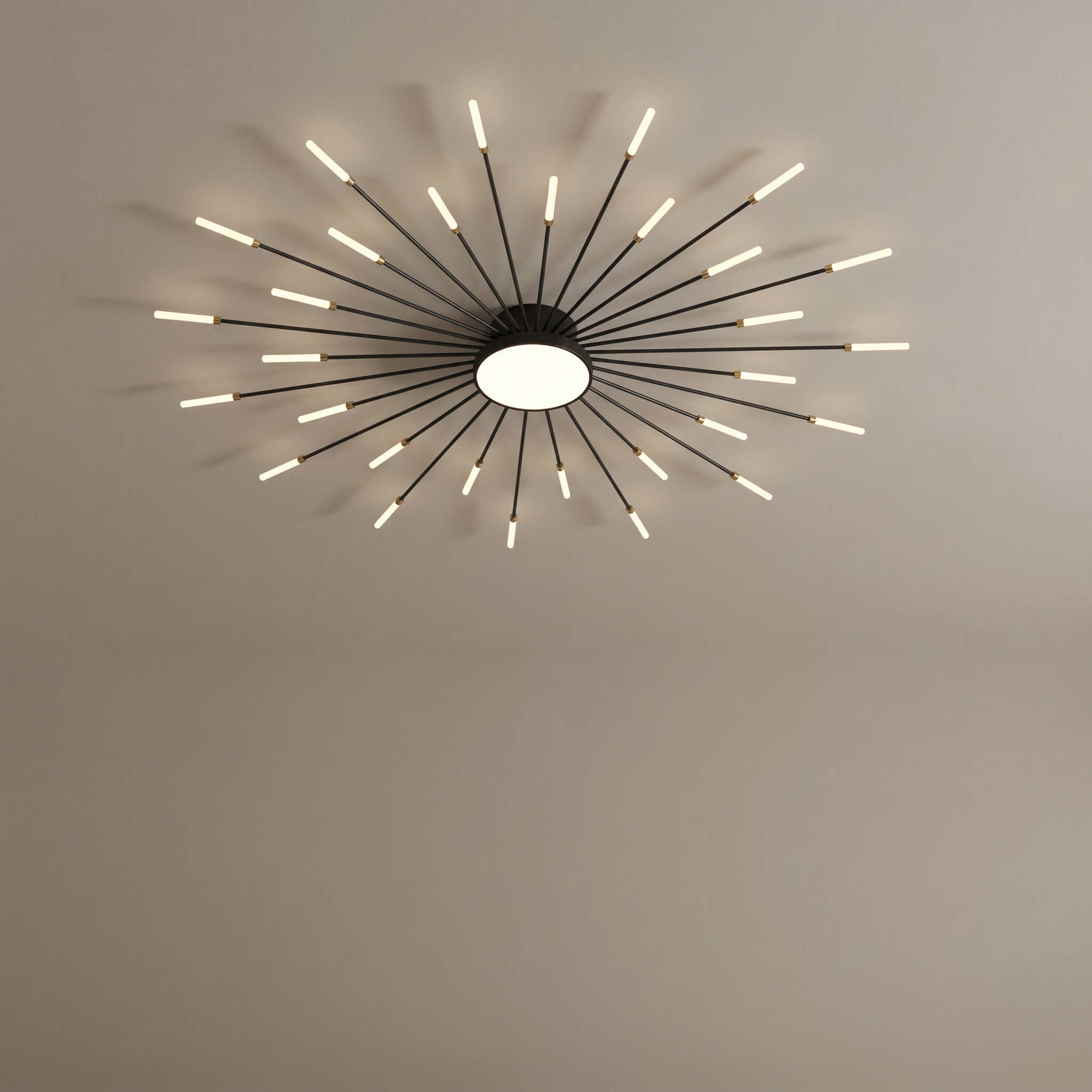 Fireworks Ceiling Light Black/Gold | Dimmable Integrated LED | Modern Sputnik Style Statement Lamp for Living Room