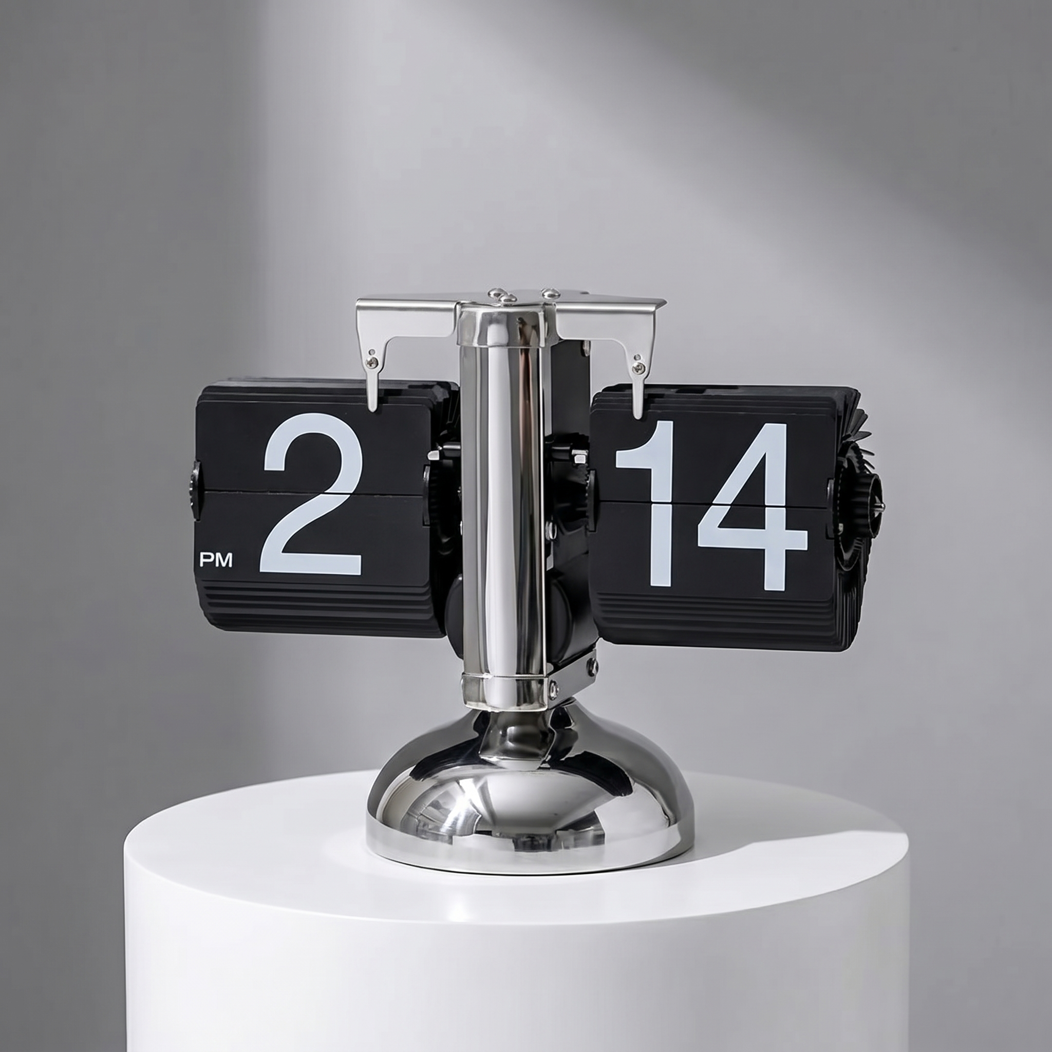 Flip Clock Retro Desk Design 21 cm | Mechanical Flip Display | Stainless Steel Tabletop Clock for Office and Shelf
