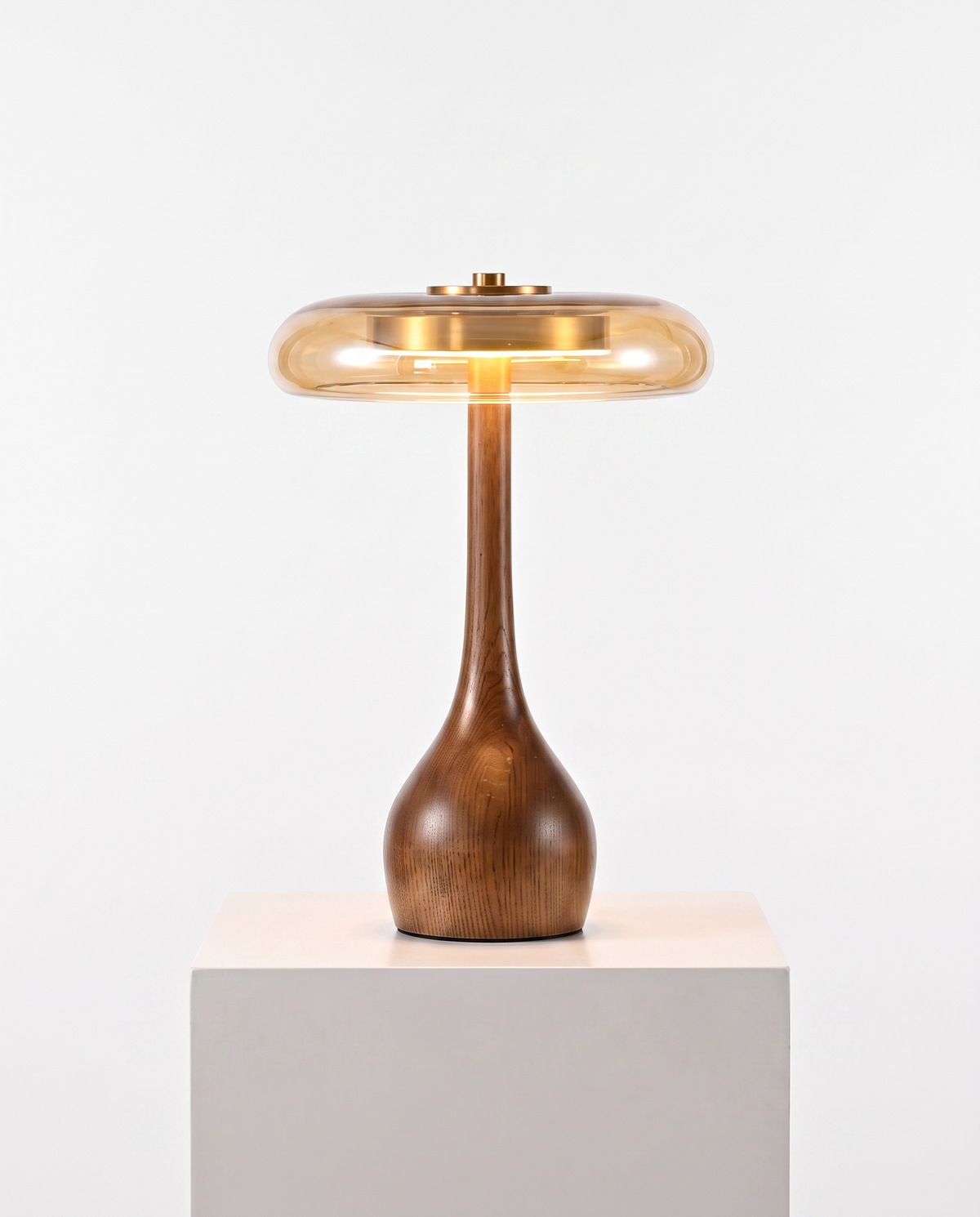 Amber Glass Japandi Table Lamp