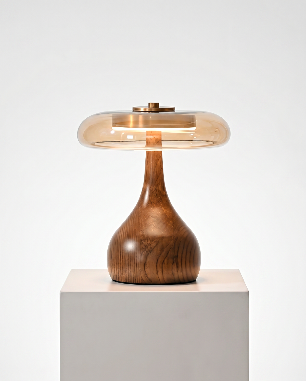 Amber Glass Japandi Table Lamp