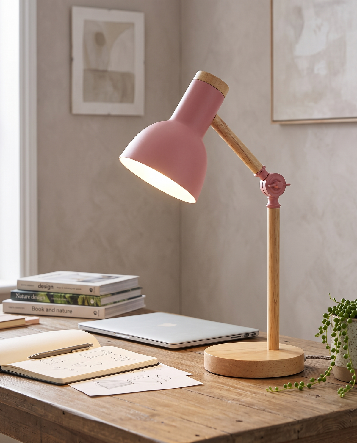 Adjustable Wood Desk Lamp
