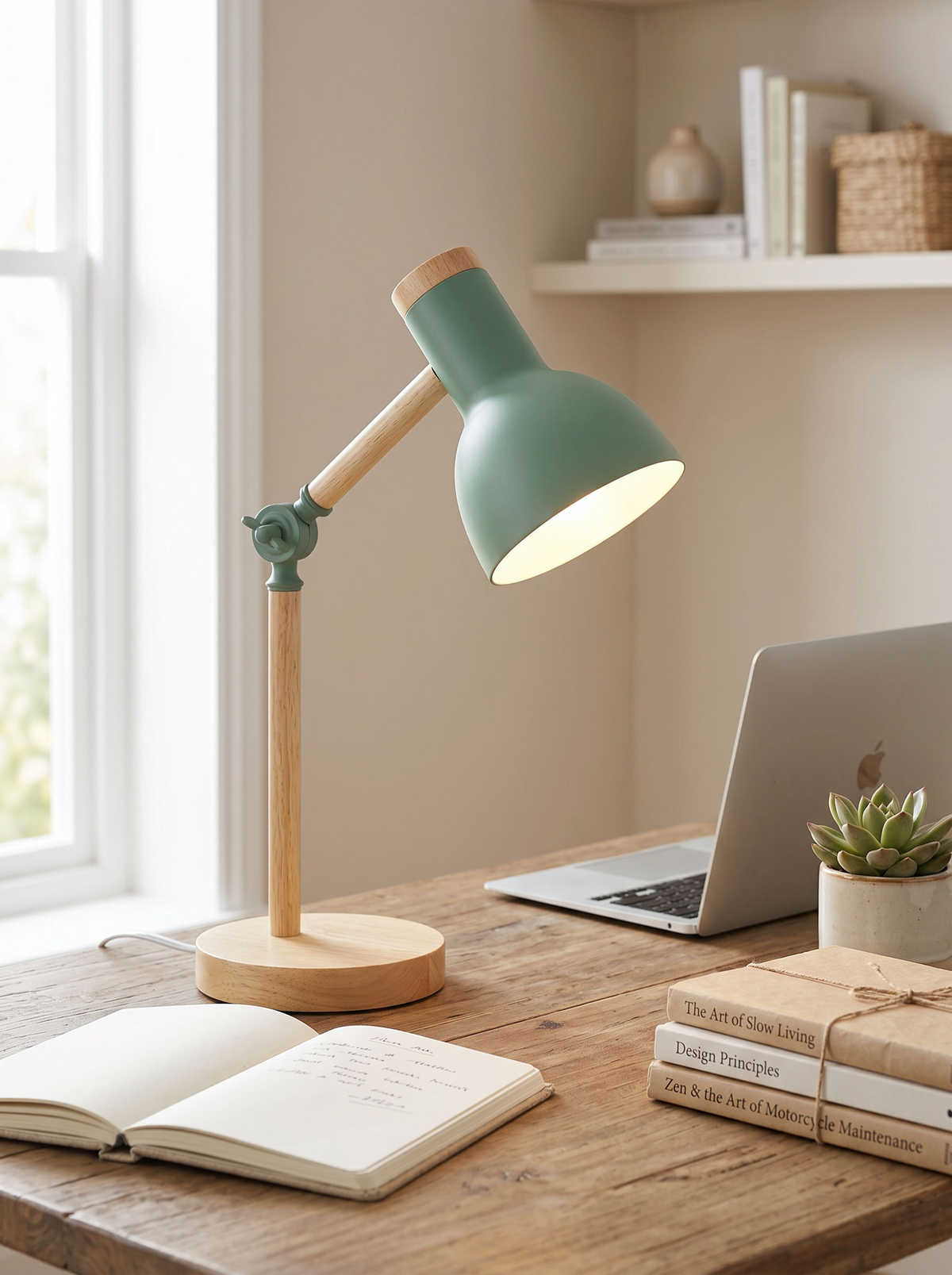 Adjustable Wood Desk Lamp