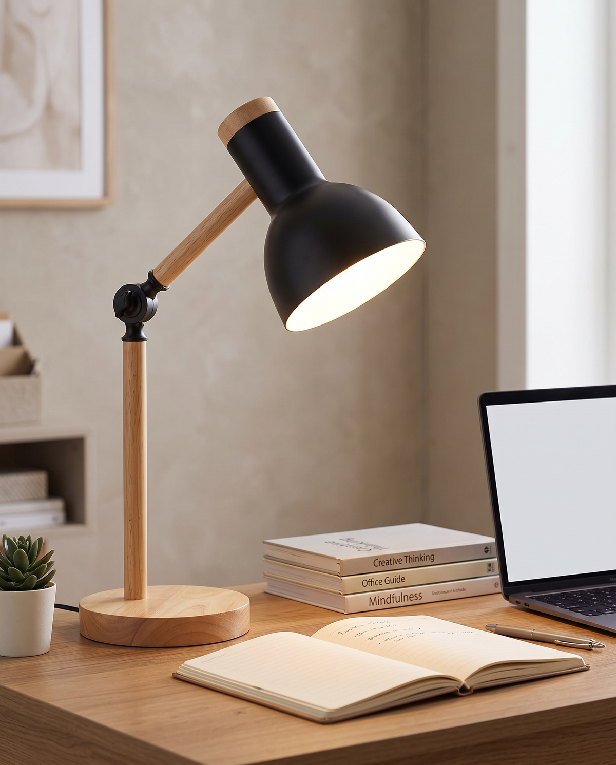 Adjustable Wood Desk Lamp