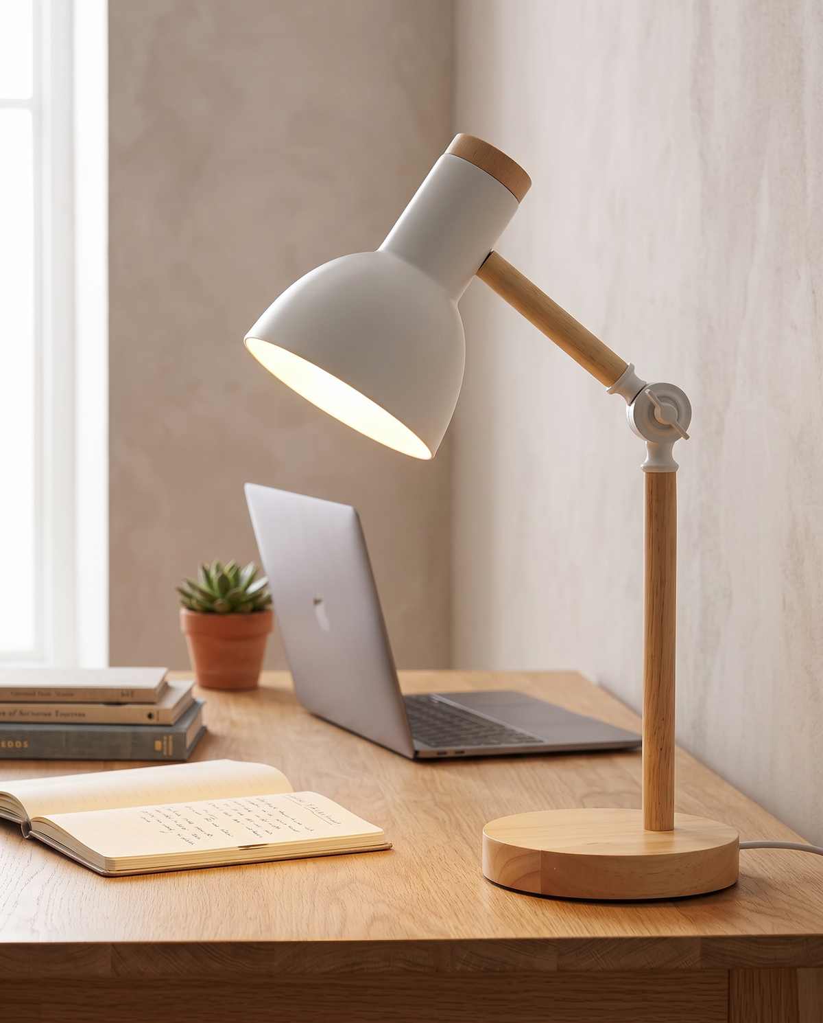 Adjustable Wood Desk Lamp