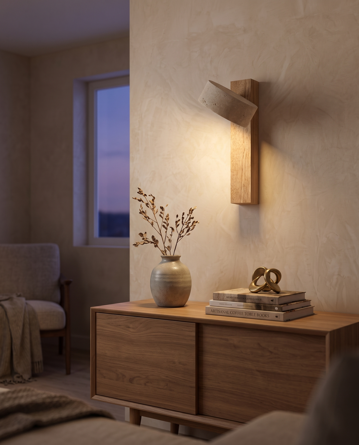 Travertine Adjustable Wall Light