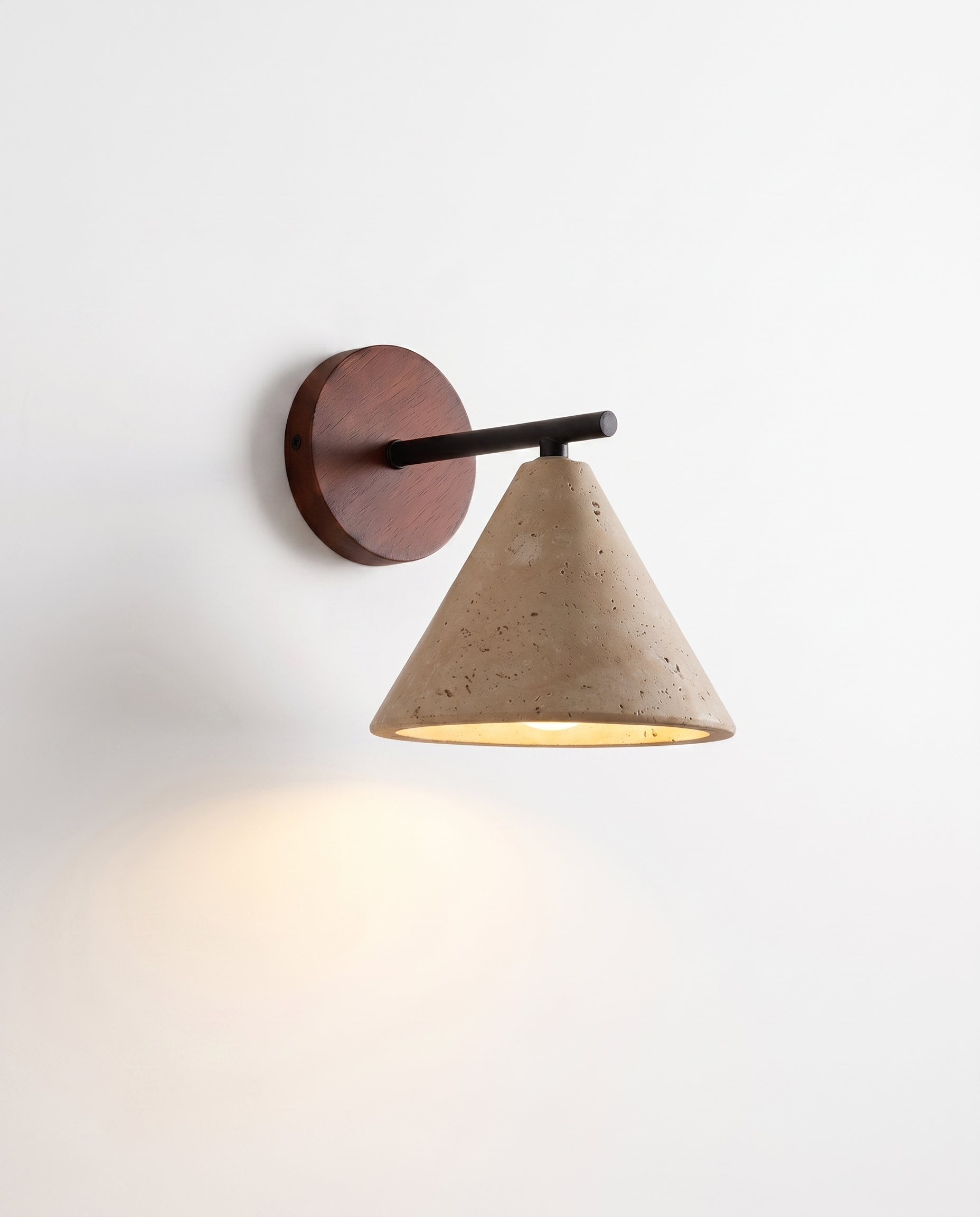 Travertine Cone Wall Light | Genuine Travertine Stone, Up Down Glow | E27 Hardwired Sculptural Lamp, Wabi Sabi Design