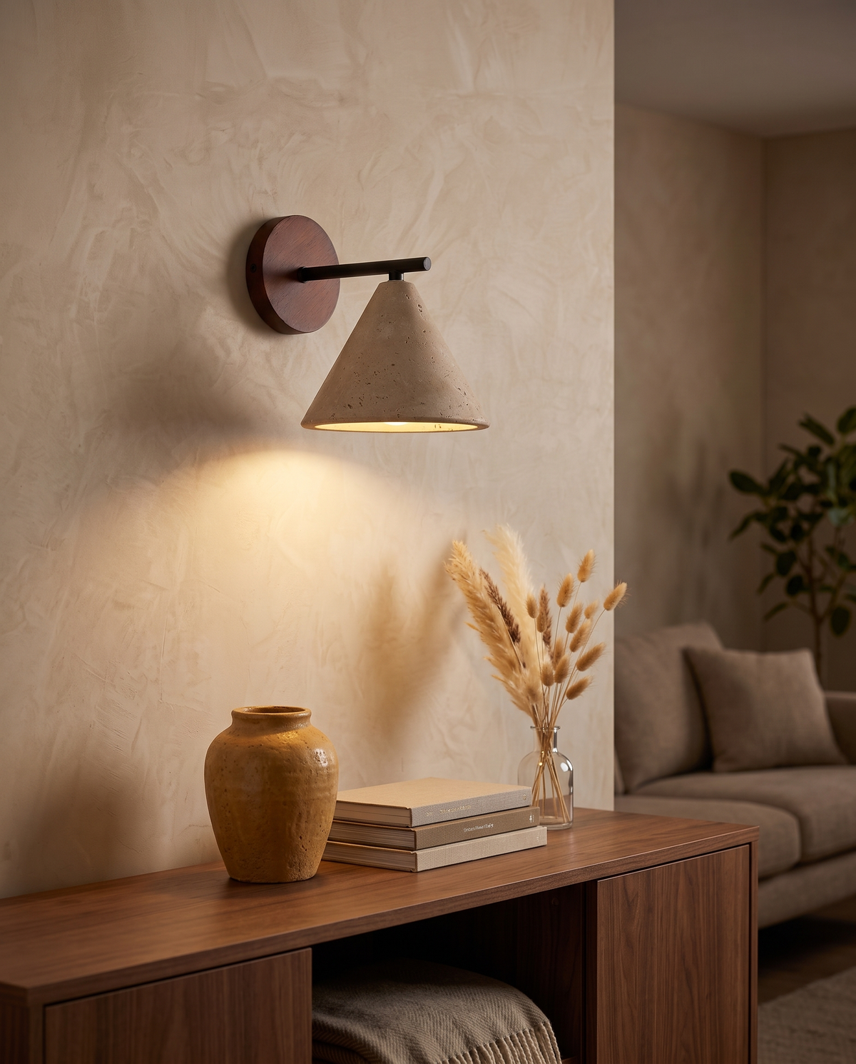 Travertine Cone Wall Light