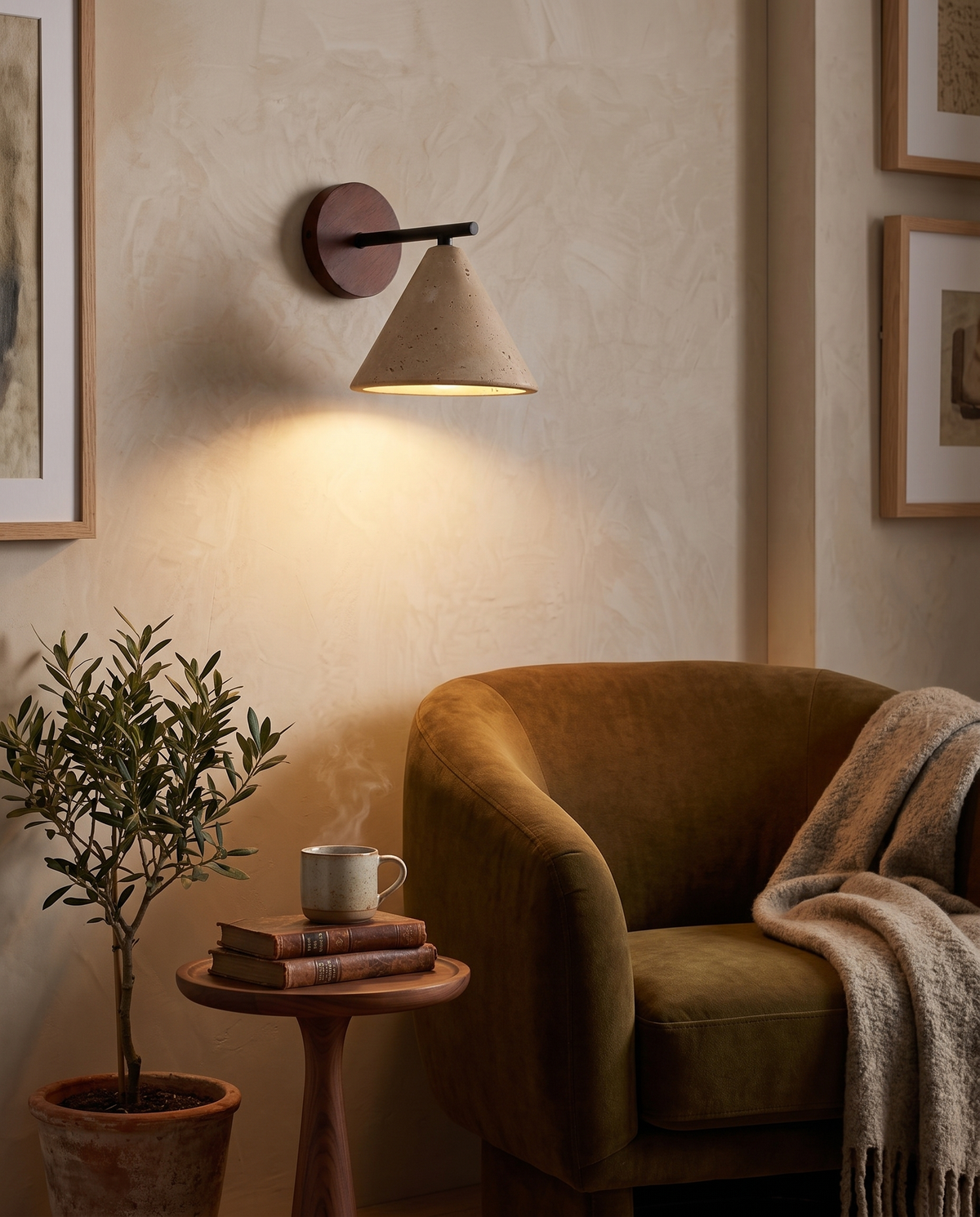 Travertine Cone Wall Light