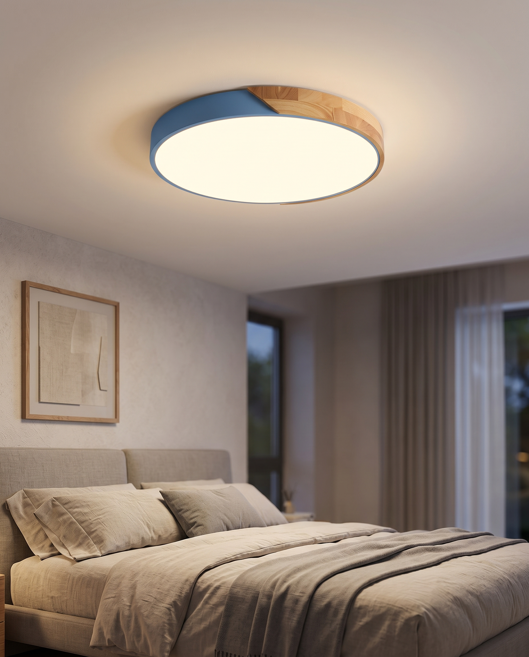 Wooden Ceiling Light Ø[23/30] cm | Integrated LED, Flush Mount | Scandinavian Lamp for Bedroom and Hallway