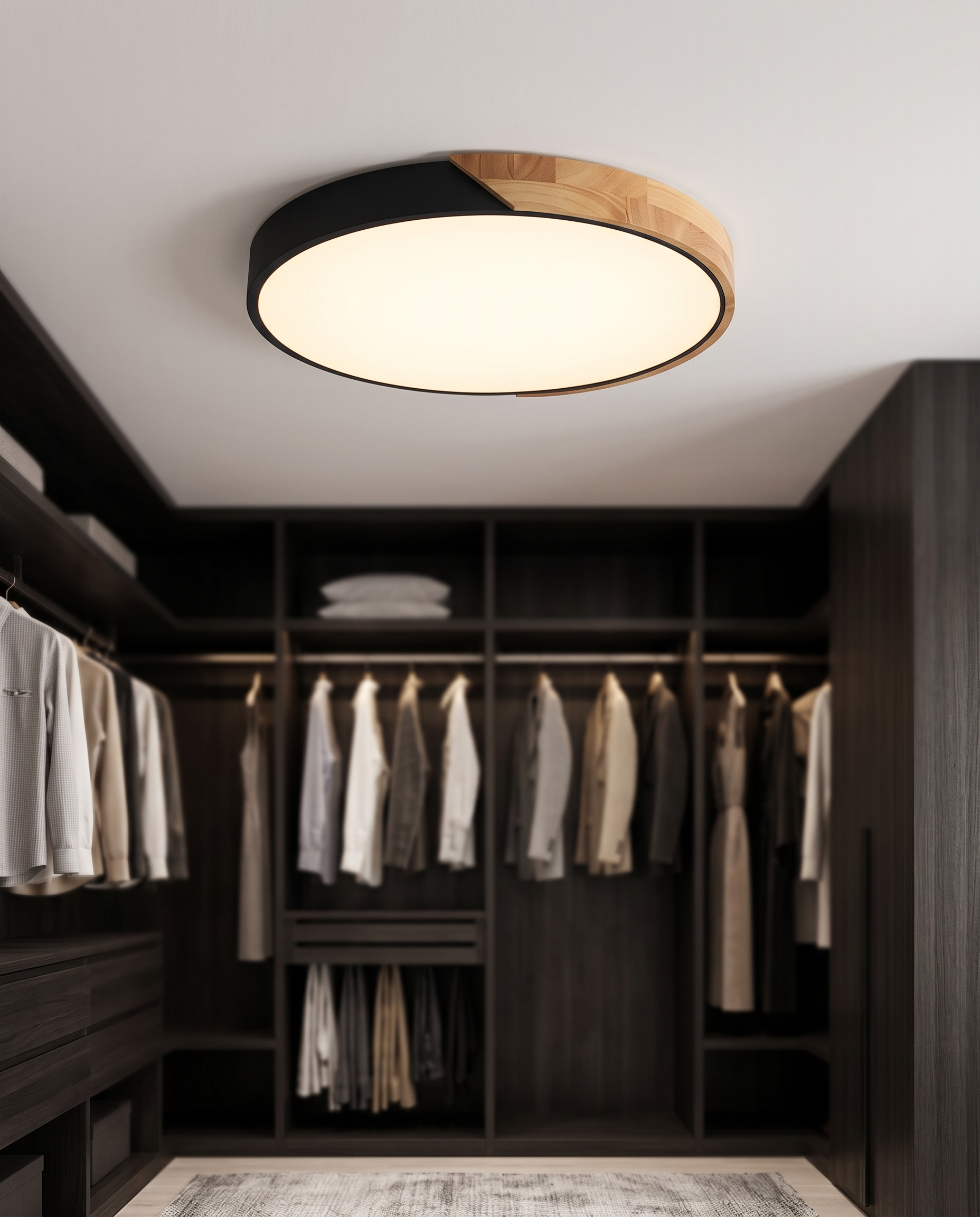 Wooden Ceiling Light Ø[23/30] cm | Integrated LED, Flush Mount | Scandinavian Lamp for Bedroom and Hallway